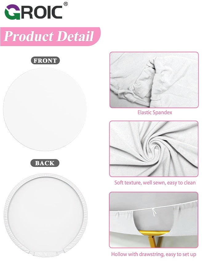 GROIC Round Backdrop Cover, 6.56FT White Wedding Arch Cover for Circle Balloon Arch Frame, Adjustable Polyester Arch Backdrop Cover for Circle Stand for Wedding Baby Shower Birthday Photoshoots Part Decor - Image 2